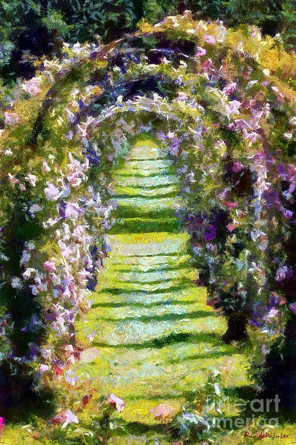 Rose Painting - Rose Arch in Summer Sunshine by RC DeWinter