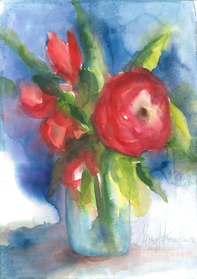 Rose Blooming Painting by Sherry Harradence