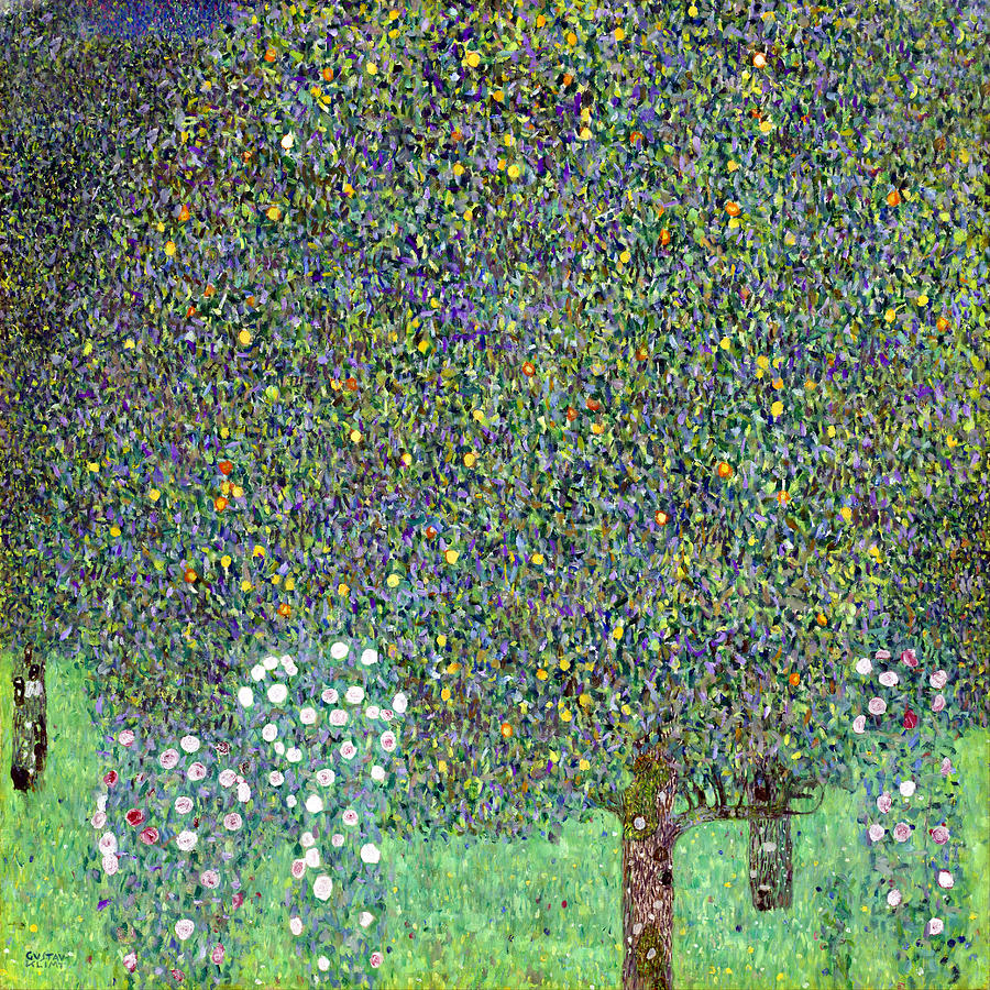 Rose Bushes Under The Trees Digital Art by Gustive Klimt