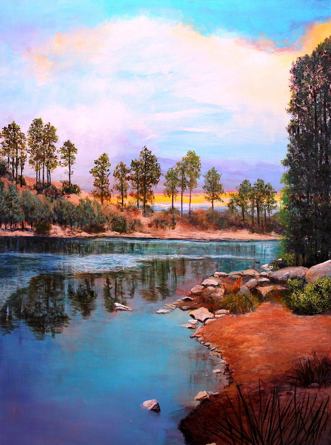 Rose Canyon Lake 2 Painting by M Diane Bonaparte