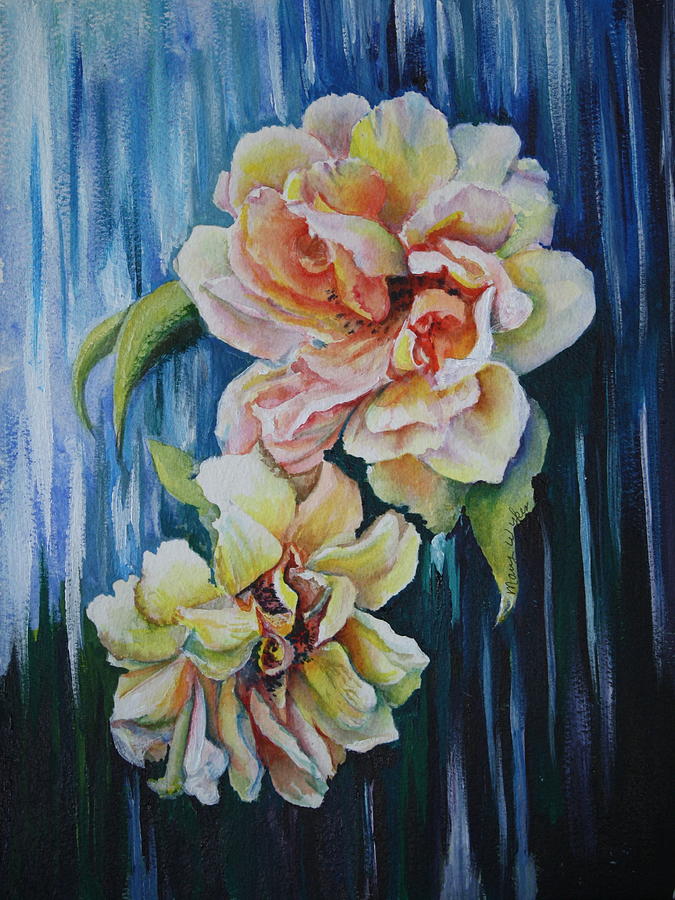 Roses Painting - Rose Duo by Mary Beglau Wykes Roses Painting - Rose Duo by Mary Beglau Wykes