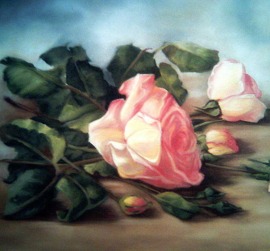 Flowers Still Life Painting - Rose Flowers by Mojgan Jafari