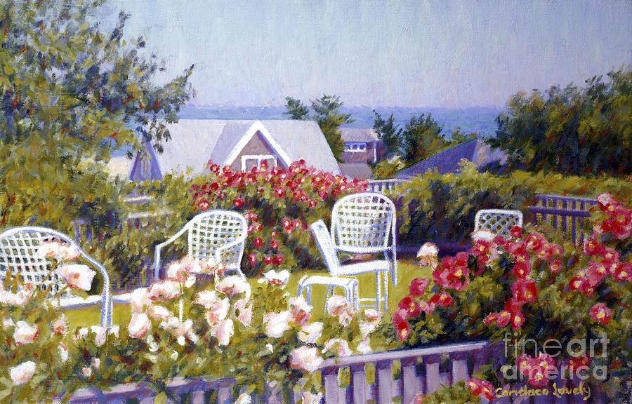 Rose Garden Terrace Painting by Candace Lovely