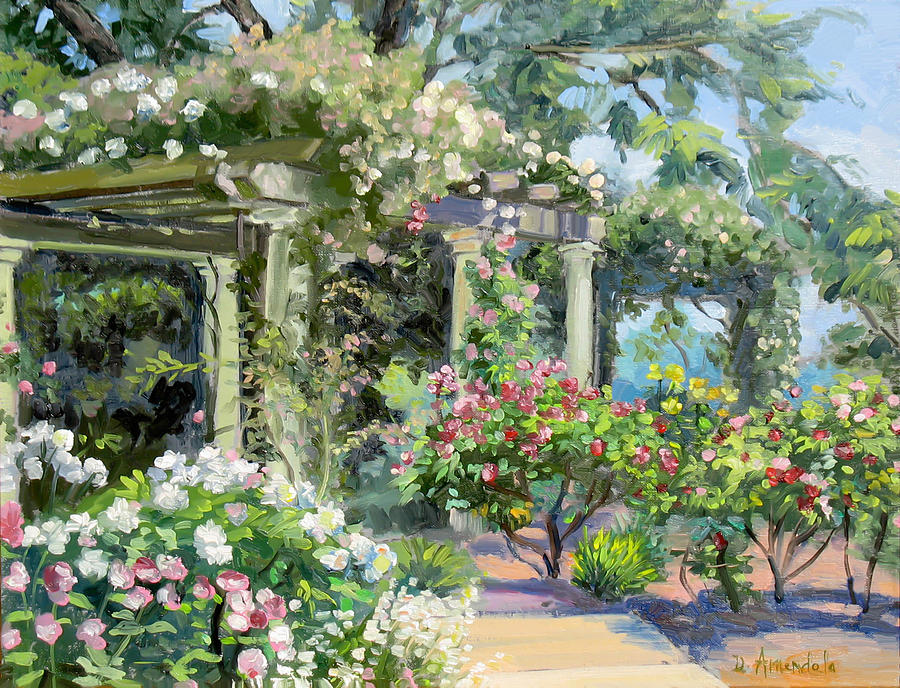Rose Garden With Pergolas  Painting by Dominique Amendola