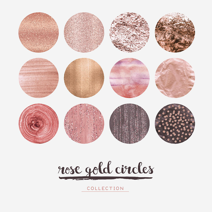 Rose gold glitter circles Drawing by Miakievy