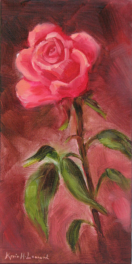 Still Life Painting - Rose in Magenta by Karin  Leonard