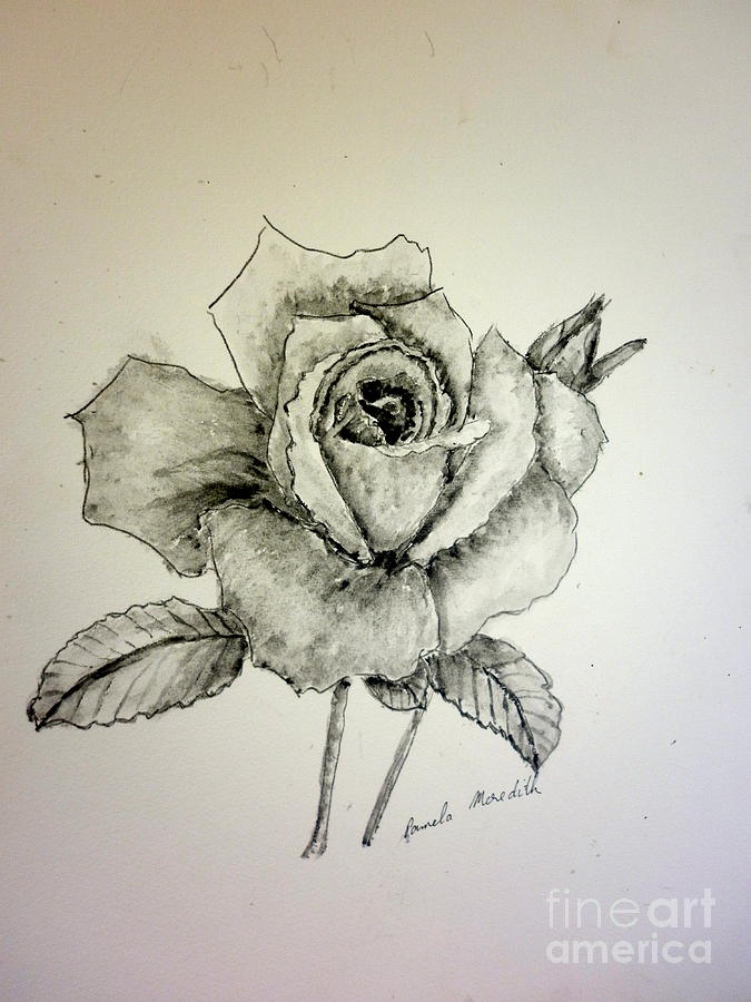 Rose In Monotone Painting