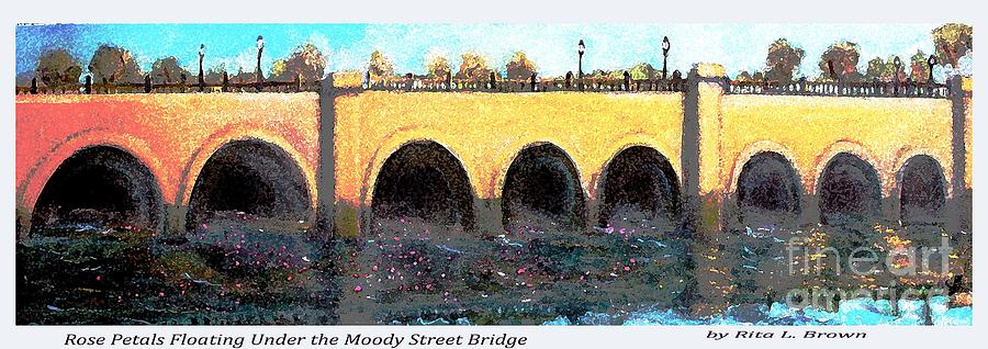 Rose Petals Floating Under the Moody Street Bridge Painting by Rita Brown