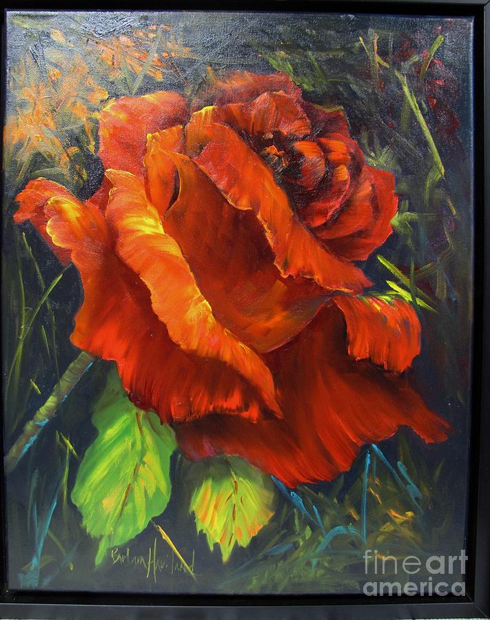 Rose Red Painting by Barbara Haviland