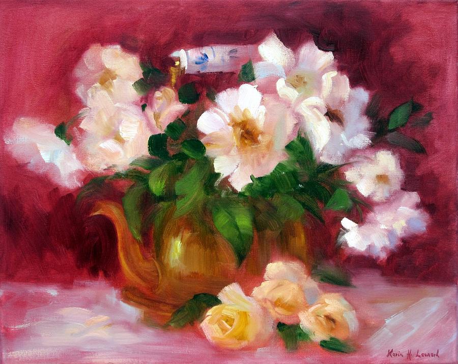Christmas Painting - Christmas Roses by Karin  Leonard