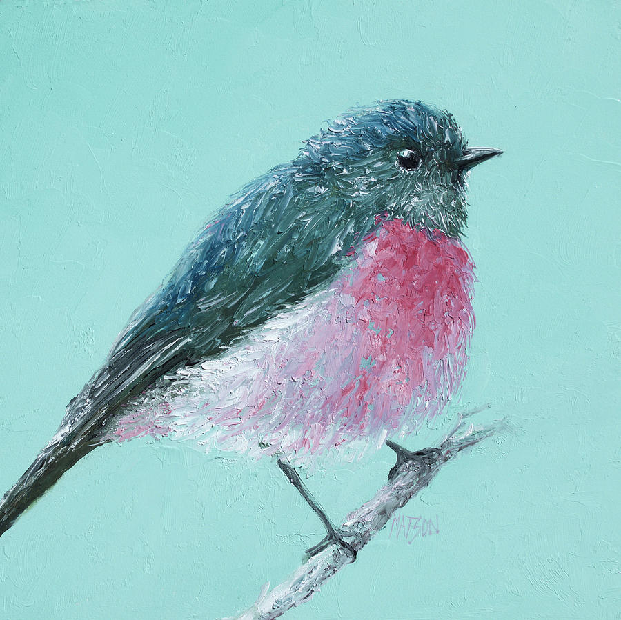 Rose Robin Painting by Jan Matson