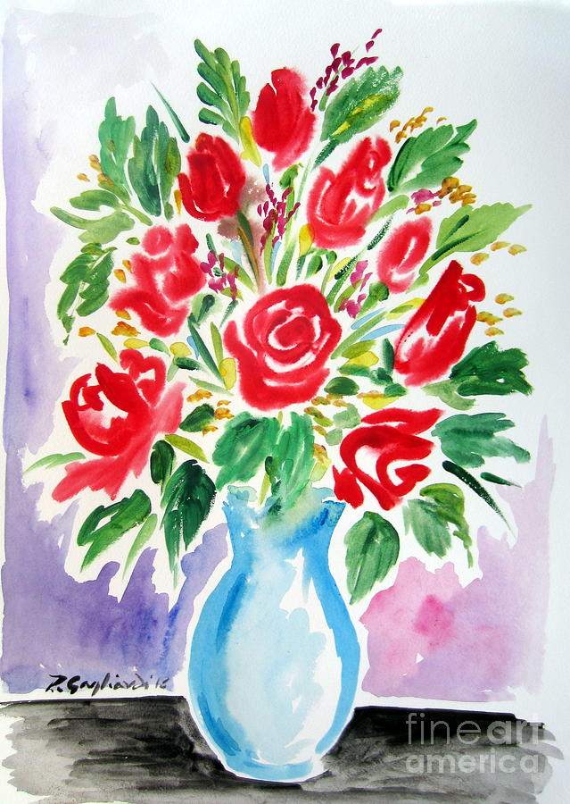 Rose rosse rosse Painting by Roberto Gagliardi