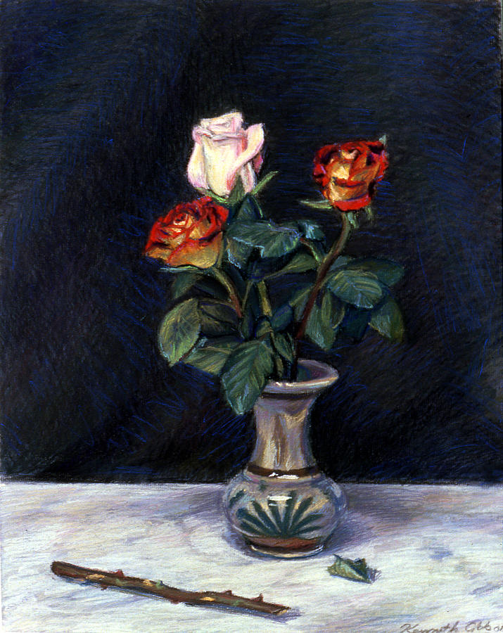 Still Life Pastel - Rose by Kenneth Cobb
