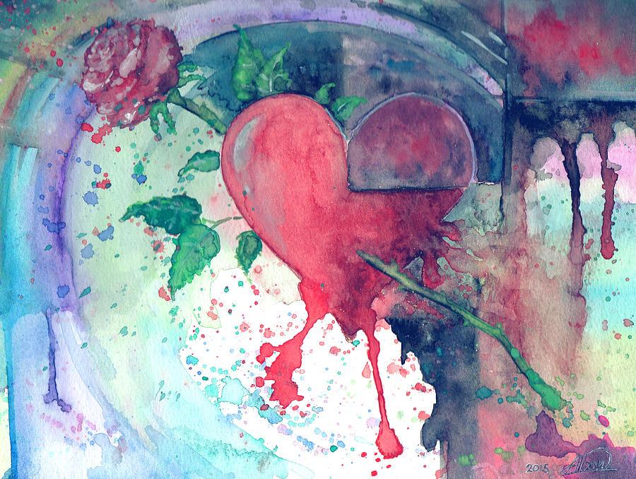 Rose Through the Heart Painting by Alban Dizdari