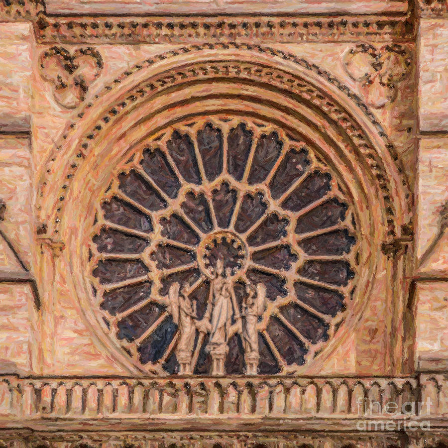 Rose Window Notre Dame Paris Digital Art by Liz Leyden