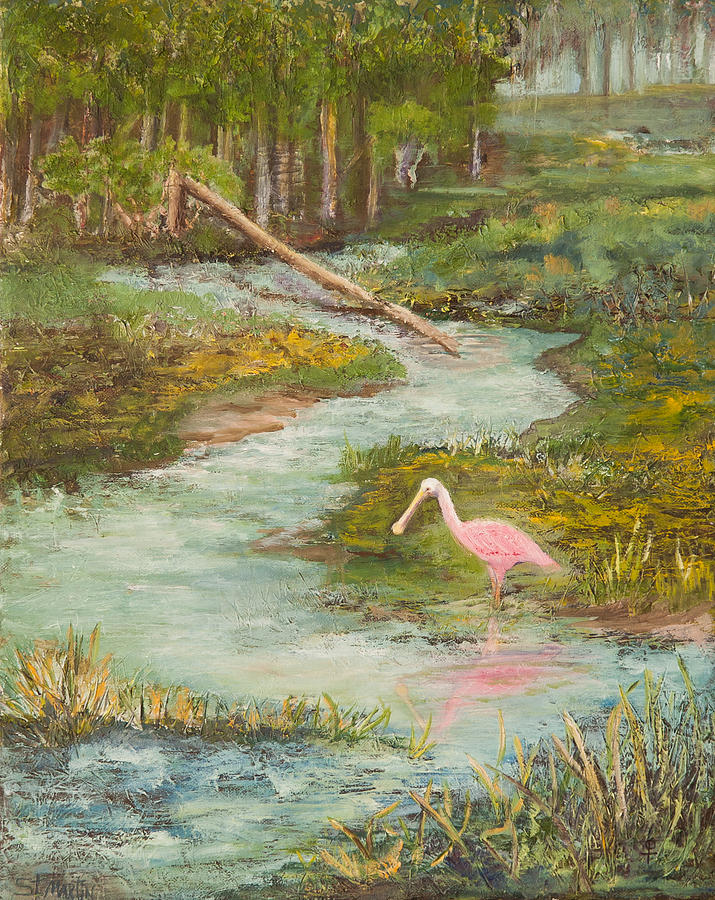 Bird Painting - roseate Spoonbill by Annie St Martin