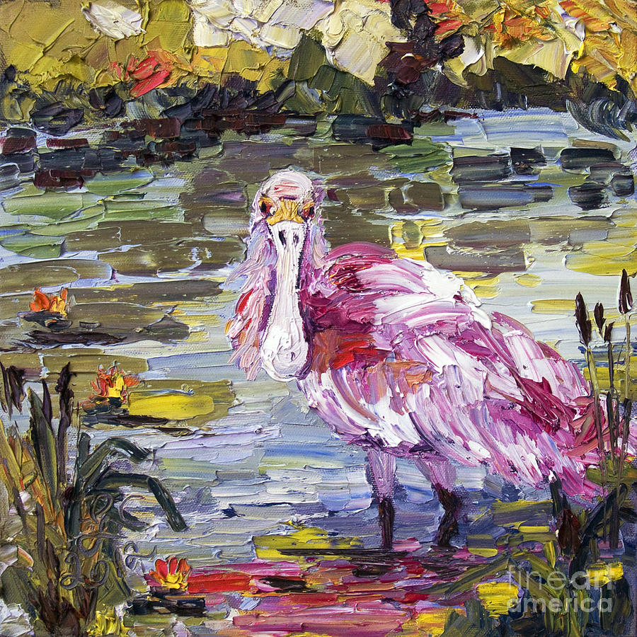 Roseate Spoonbill Florida Birds Oil Painting Painting by Ginette Callaway