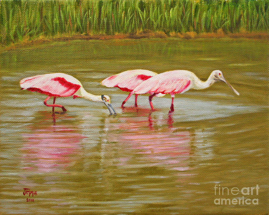 Roseatte Spoonbill Party Painting by Jimmie Bartlett