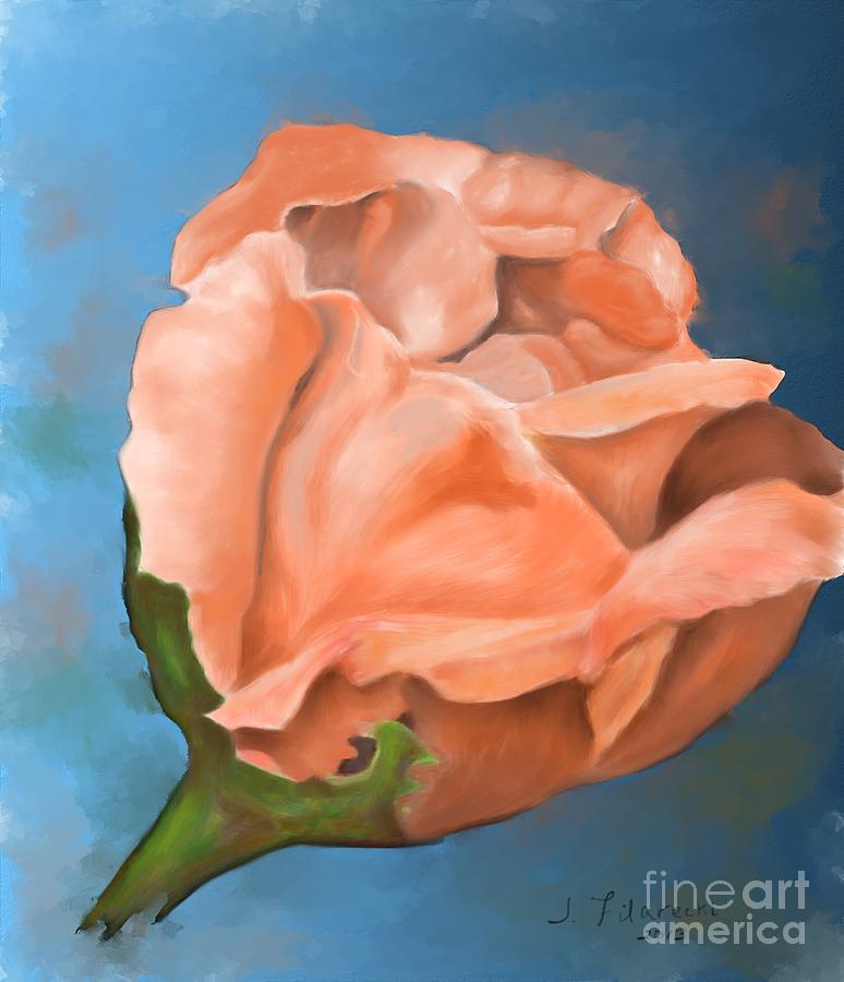 Rosebud Painting - Rosebud Peaches And Cream by Judy Filarecki Rosebud Painting - Rosebud Peaches And Cream by Judy Filarecki
