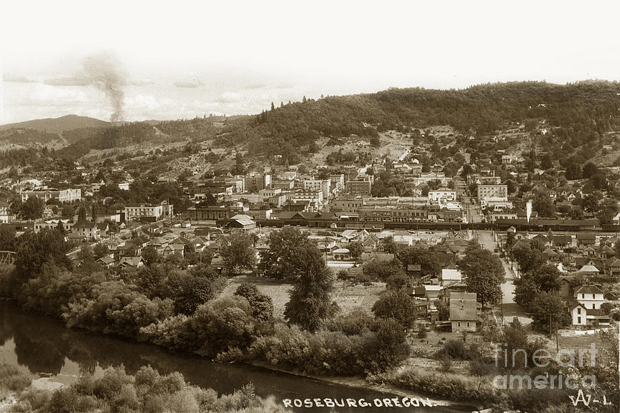 Roseburg Photograph - Roseburg Oregon on the South Umpqua River circa 1930 by Monterey County Historical Society