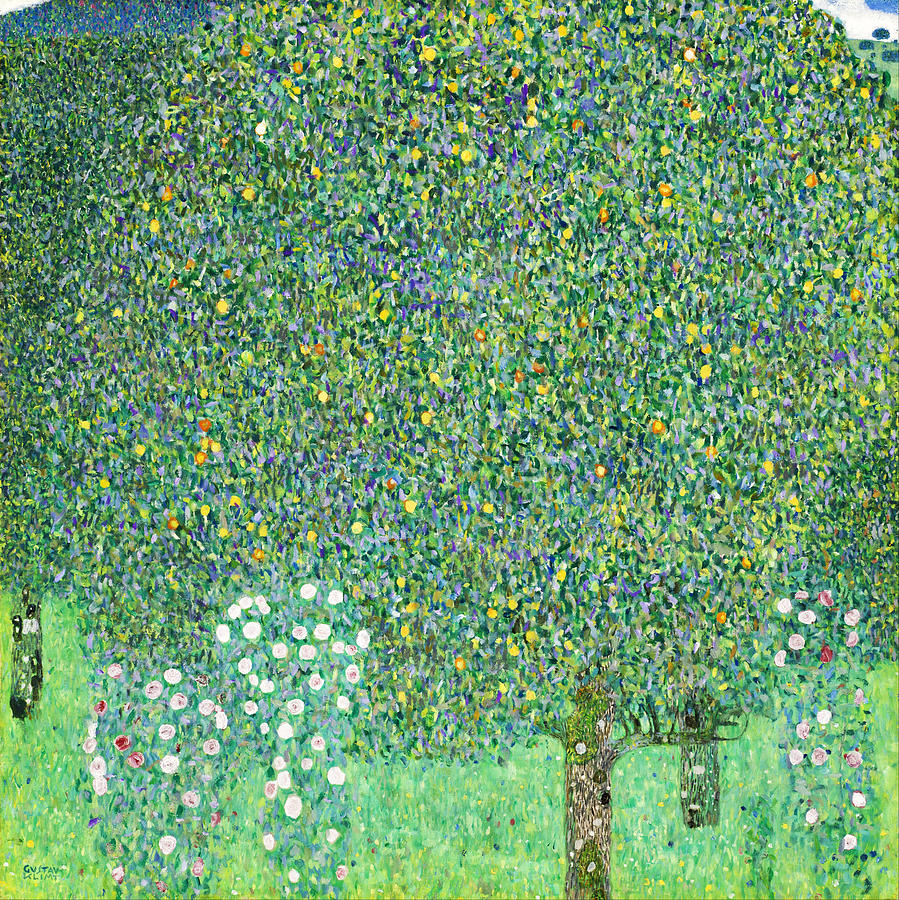 Rosebushes under the Trees Painting by Gustav Klimt