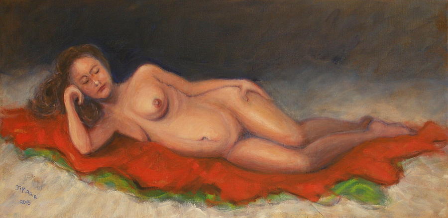 Rosemary Reclining on Red Blanket Painting by Donelli  DiMaria