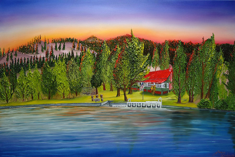 Rosemont Cabin Lake Chelan  Painting by James Dunbar