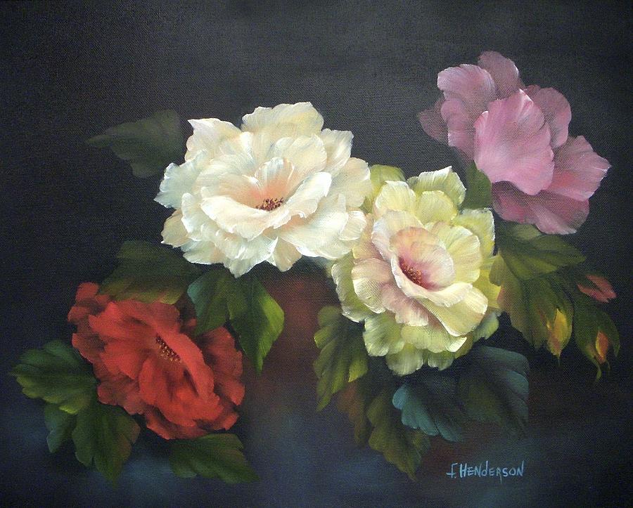Red Rose Painting - Roses-4-You by Francine Henderson Red Rose Painting - Roses-4-You by Francine Henderson