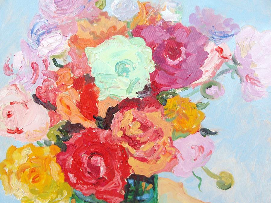 Roses and Ranunculus 2011 Painting by Elinor Fletcher