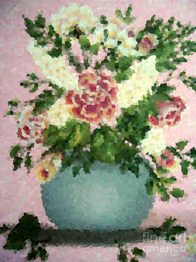 Roses and White Lilacs Crystallized Painting by Barbara A Griffin