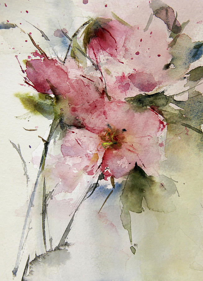 Flower Painting - Roses by Annemiek Groenhout