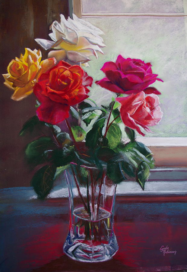 Roses by the Window Painting by Lynda Robinson