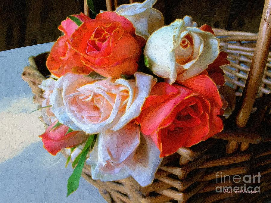 Roses Florentine Painting by RC DeWinter