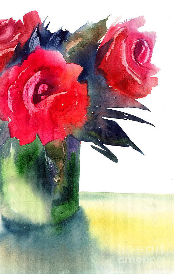 Roses flowers Painting by Regina Jershova