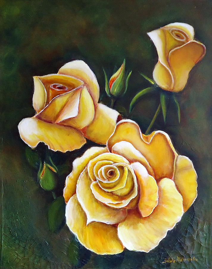 Roses for my friend Painting by Silvia Philippsohn