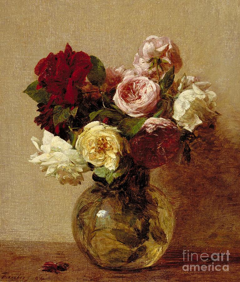 Still-life Painting - Roses by Ignace Henri Jean Fantin-Latour