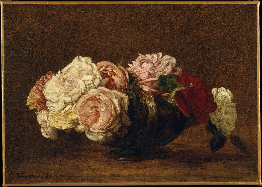 Henri Fantin-latour Painting - Roses In A Bowl by Henri Fantin-Latour