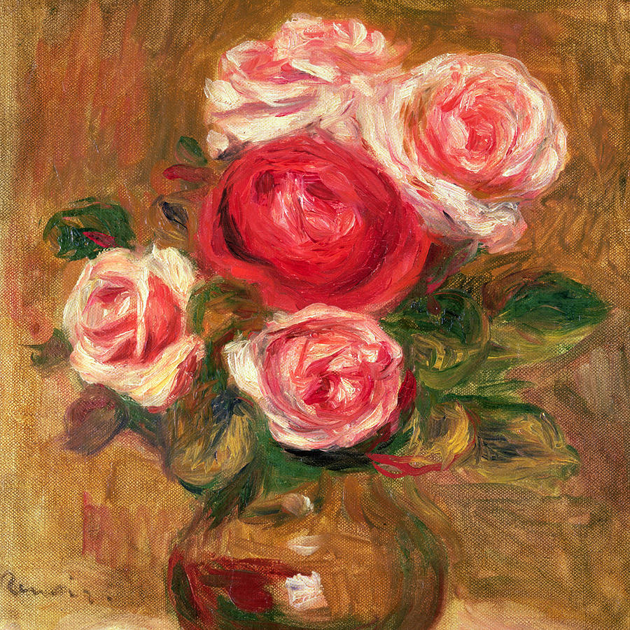Pierre Auguste Renoir Painting - Roses in a Pot by Pierre Auguste Renoir