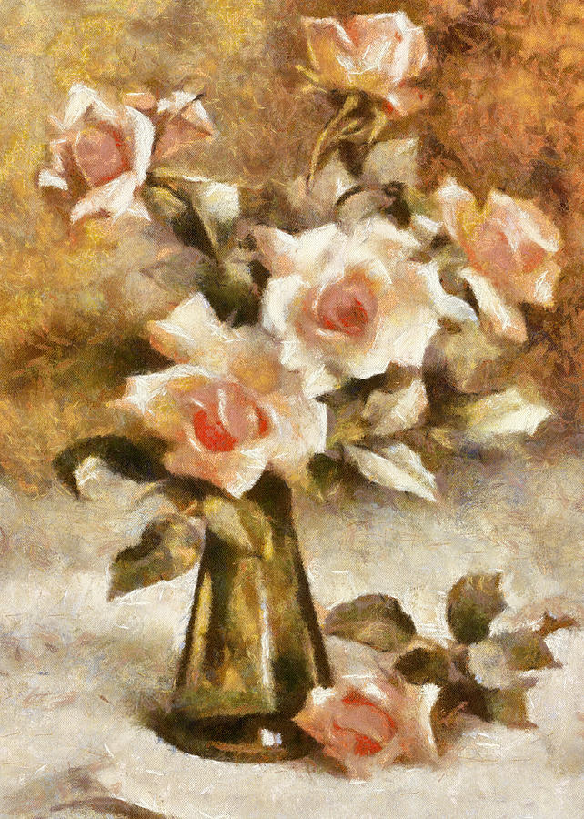 Roses in a Vase Digital Art by Charmaine Zoe