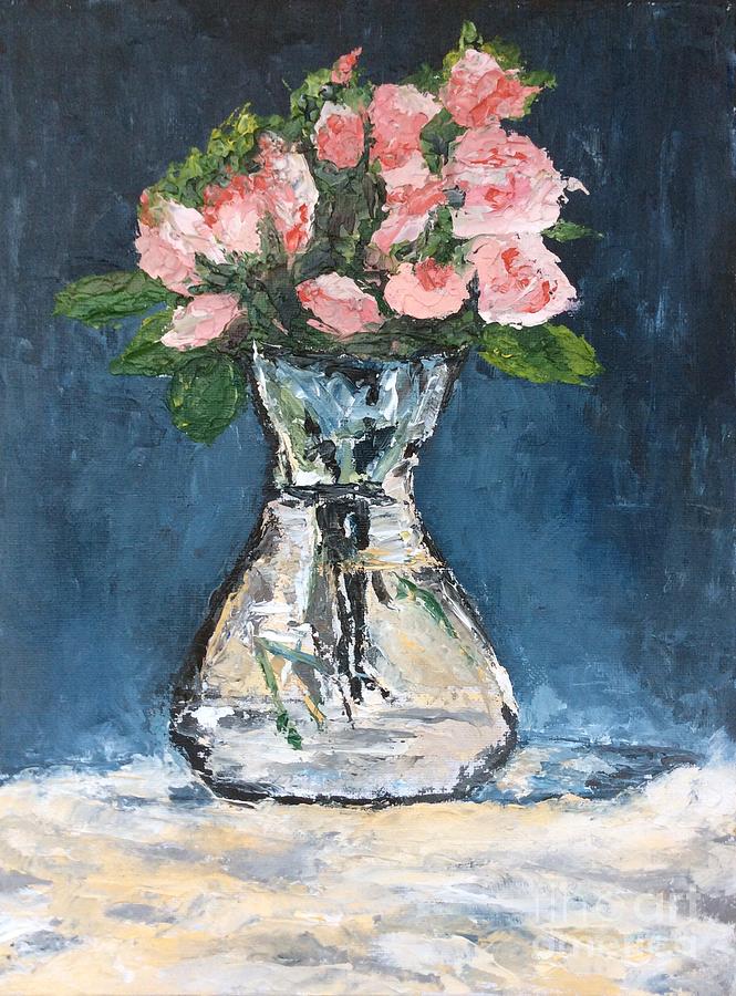 Impressionism Painting - Roses in a vase by N Roman