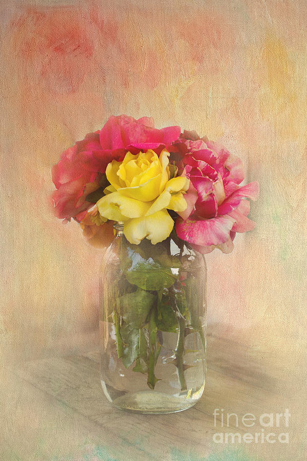Roses in Jar Photograph by Norma Warden