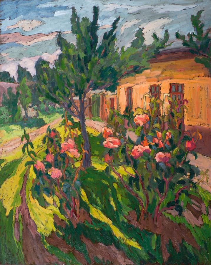 Roses In My Forecourt, 2012 Oil On Board Photograph by Marta Martonfi-Benke