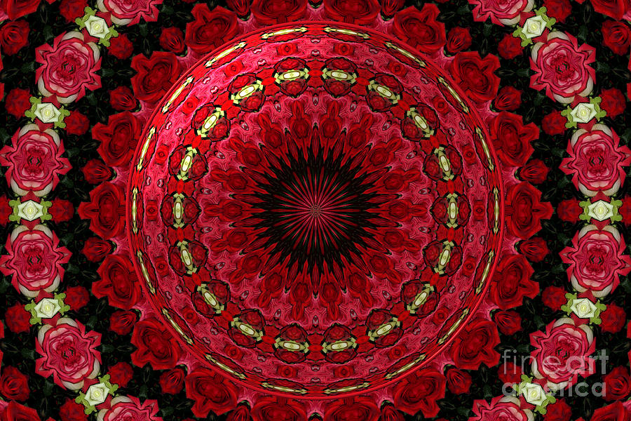 Roses Kaleidoscope Under Glass 12 Photograph