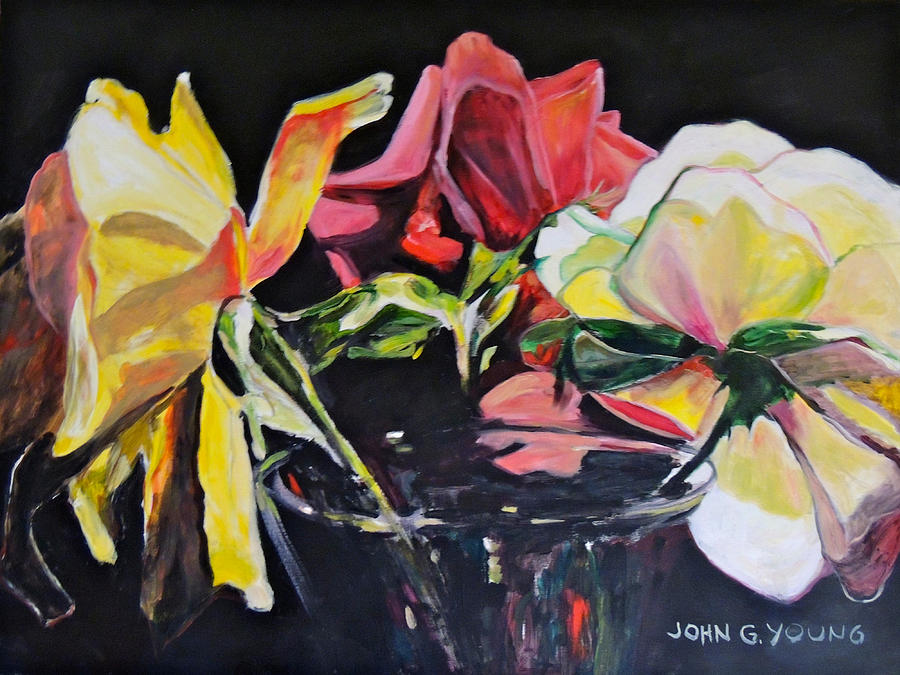 Landscape Painting - Roses Looking Away by Jgyoungmd Aka John G Young MD