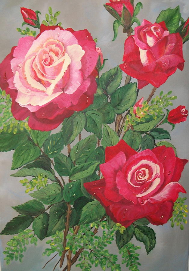Roses N Rain Painting