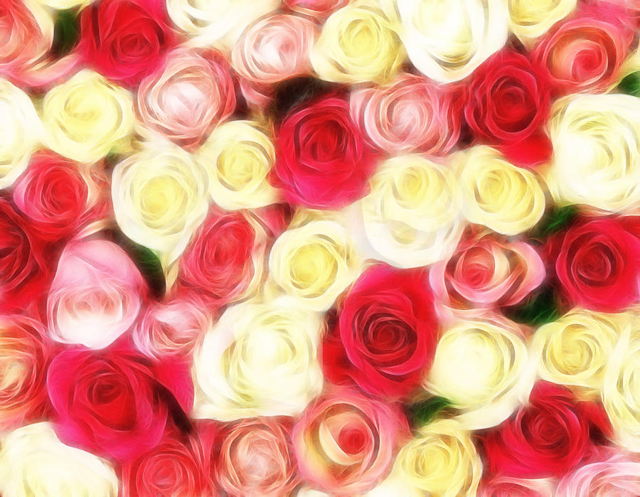 Rose Digital Art - Roses Of Love by Georgiana Romanovna