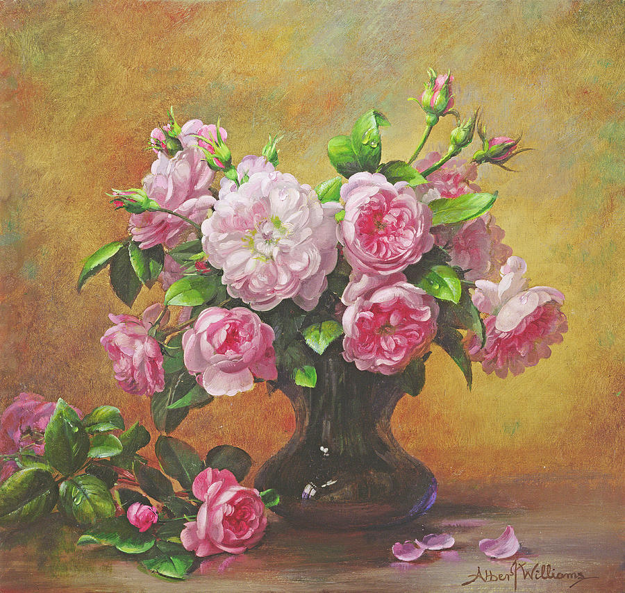 Roses Of Sweet Scent And Velvet Touch  Painting by Albert Williams