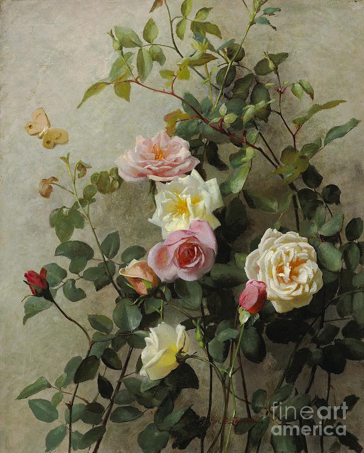 Roses on a Wall Painting by George Cochran Lambdin