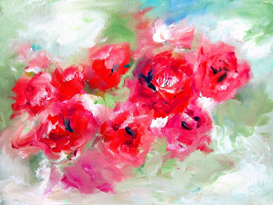 Roses on green  Painting by Mary Cahalan Lee - aka PIXI