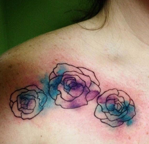 purple and blue rose tattoo